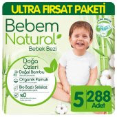 Bebem Natural Bebek Bezi Ultra Fırsat Paketi 5 Beden 72x4 288 Adet thumbnail 1