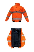 Bestguard Turuncu İşçi Parkası Yüksek Görünümlü Çok Kullanışlı Ceket Mont Kolları Çıkmalı Mont - 3