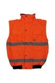 Bestguard Turuncu İşçi Parkası Yüksek Görünümlü Çok Kullanışlı Ceket Mont Kolları Çıkmalı Mont - 2