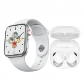 Seri 8 EW01 1.92 inç Çift Düğmeli Beyaz Renk Akıllı Saat ve Galaxy Buds2 Pro Beya Renk Kulakiçi Kulaklık - 1