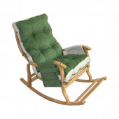 Mobildeco Sultan Lüx Ahşap Çift Minderli Çift Cepli Sallanan Sandalye Yeşil/Krem - 1