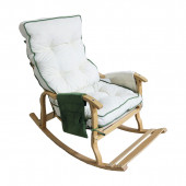 Mobildeco Sultan Lüx Ahşap Çift Minderli Çift Cepli Sallanan Sandalye Yeşil/Krem - 2