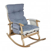 Mobildeco Padişah Lüx Ahşap Çift Minderli Çift Cepli Sallanan Sandalye Gri/Krem - 1