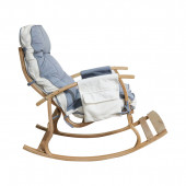 Mobildeco Padişah Lüx Ahşap Çift Minderli Çift Cepli Sallanan Sandalye Gri/Krem - 3