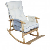 Mobildeco Padişah Lüx Ahşap Çift Minderli Çift Cepli Sallanan Sandalye Gri/Krem - 4