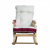 Mobildeco Padişah Lüx Ahşap Çift Minderli Çift Cepli Sallanan Sandalye Bordo/Krem - 4