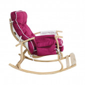 Mobildeco Padişah Lüx Ahşap Çift Minderli Çift Cepli Sallanan Sandalye Bordo/Krem - 5