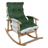 Mobildeco Padişah Lüx Ahşap Çift Minderli Çift Cepli Sallanan Sandalye Yeşil/Krem - 1