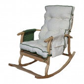 Mobildeco Padişah Lüx Ahşap Çift Minderli Çift Cepli Sallanan Sandalye Yeşil/Krem - 2