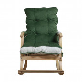 Mobildeco Padişah Lüx Ahşap Çift Minderli Çift Cepli Sallanan Sandalye Yeşil/Krem - 3