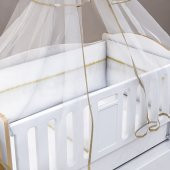Garaj Home Elfin Gold 60x120 Uzayan Asansörlü Lüks Uyku Setli Beşik Kombini-UYKU SETİ-PEMBE - 5