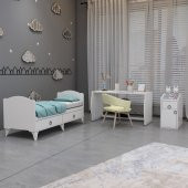 Garaj Home Sude Asansörlü Beşik - Yatak ve Uyku Seti Kombinli-UYKU SETİ-KREM - 4