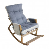 Mobildeco Vezir Lüx Ahşap Çift Minderli Çift Cepli Sallanan Sandalye Gri/Krem - 1