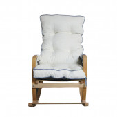 Mobildeco Vezir Lüx Ahşap Çift Minderli Çift Cepli Sallanan Sandalye Gri/Krem - 4