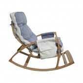 Mobildeco Vezir Lüx Ahşap Çift Minderli Çift Cepli Sallanan Sandalye Gri/Krem - 5