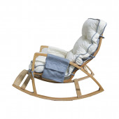 Mobildeco Vezir Lüx Ahşap Çift Minderli Çift Cepli Sallanan Sandalye Gri/Krem - 6