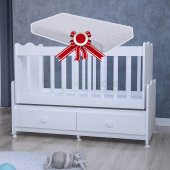 Garaj Home Elegant Mdfli Çıtalı 60x120 Beşik + Yatak - Beyaz thumbnail 1