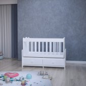 Garaj Home Elegant Mdfli Çıtalı 60x120 Beşik + Yatak - Beyaz thumbnail 2