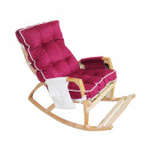 Mobildeco Vezir Lüx Ahşap Çift Minderli Çift Cepli Sallanan Sandalye Bordo/Krem - 1