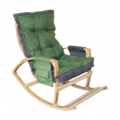 Mobildeco Vezir Lüx Ahşap Çift Minderli Çift Cepli Sallanan Sandalye Yeşil/Füme - 1