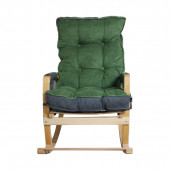 Mobildeco Vezir Lüx Ahşap Çift Minderli Çift Cepli Sallanan Sandalye Yeşil/Füme - 3