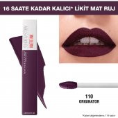Maybelline New York Super Stay Matte Ink Likit Mat Ruj - 110 Originator - Mor - 1