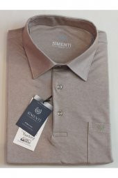 BLUES MODA Simenti İnterlok Gömlek Yaka Tişört - 1