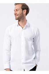 Klasik Yaka Armürlü Beyaz Erkek Gömlek Gm2024700325 thumbnail 1