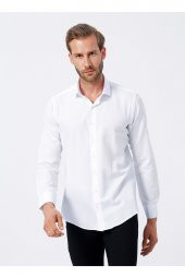 Klasik Yaka Armürlü Beyaz Erkek Gömlek Gm2024700325 thumbnail 3