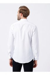 Klasik Yaka Armürlü Beyaz Erkek Gömlek Gm2024700325 thumbnail 4