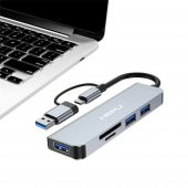 HEPU HP-B06 7in1 USB Type-C Girişli HUB Çoklayıcı Kart Okuyucu - 4