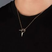 14k Altın Sallantılı Halka Spike Kolye thumbnail 2