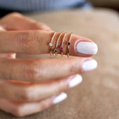 14k Altın Tektaş Eklem Tel Yüzük thumbnail 2