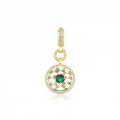 14k Altın Yeşil Taşlı Kalemli Charm Kolye Ucu thumbnail 1