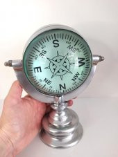 Saat Masa Ve Raf Saat Pusula Deniz Analog Mercekli Saat Denizcilik Hediyeleri Dekor Masa Saati - 3