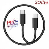 Polham USB Type C Giriş İçin 20 Cm Type C To Type C 60W Süper Hızlı Şarj ve Daha Kablosu, - 1