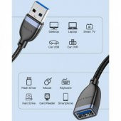 Polham 50CM USB 3.0 Uzatma Kablosu, USB 3.0 Male TO USB3.0 2A - 2
