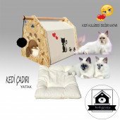 Kedi Çadırı - Oyun Alanı - Kedi Evi - Kedi Kulübesi-Yataklı Çadır - 3
