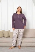 Nisanca Uzun Kollu %100 Pamuk Büyük Beden Anne Pijama Takımı- Anne Özel Serisi - 3