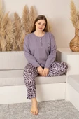 Nisanca Uzun Kollu %100 Pamuk Büyük Beden Anne Pijama Takımı- Anne Özel Serisi - 2