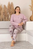 Nisanca Uzun Kollu %100 Pamuk Büyük Beden Anne Pijama Takımı- Anne Özel Serisi - 5