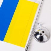 Ukrayna 2li Masa Bayrağı Saten Kumaş Dijital Baskı 15x22,5 cm - 2