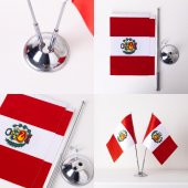 Peru 2li Masa Bayrağı Saten Kumaş Dijital Baskı 15x22,5 cm - 3