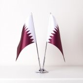 Katar 2li Masa Bayrağı Saten Kumaş Dijital Baskı 15x22,5 cm - 1