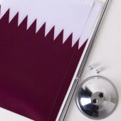 Katar 2li Masa Bayrağı Saten Kumaş Dijital Baskı 15x22,5 cm - 2