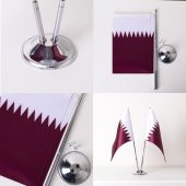 Katar 2li Masa Bayrağı Saten Kumaş Dijital Baskı 15x22,5 cm - 4