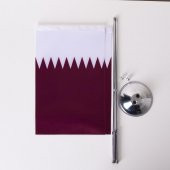 Katar 2li Masa Bayrağı Saten Kumaş Dijital Baskı 15x22,5 cm - 5