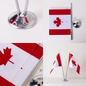 Kanada 2li Masa Bayrağı Saten Kumaş Dijital Baskı 15x22,5 cm - 4