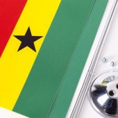 Gana 2li Masa Bayrağı Saten Kumaş Dijital Baskı 15x22,5 cm - 1