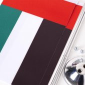 Birleşik Arap Emirlikleri 2li Masa Bayrağı Saten Kumaş Dijital Baskı 15x22,5 cm - 2